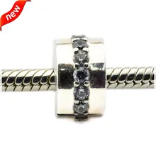 DIY Подходит Пандора браслеты сияющий путь клип Подвески с прозрачным кубическим цирконием серебряные бусины 925 пробы