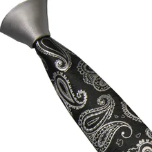 Мужские галстуки LAMMULIN с серебряным узлом контрастный черный с серебряными турецкие огурцы, жаккардовый шейный платок из микрофибры обтягивающий галстук 6 см