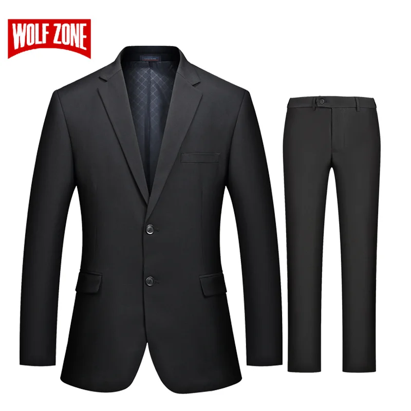 Мужской повседневный блейзер с брюками WOLF ZONE роскошный приталенный костюм из