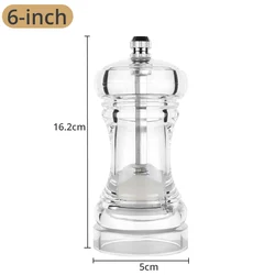 Elegant Acrylic Salt and Pepper Shakers with Adjustable Ceramic Rotor Coarseness (1X6 inch)