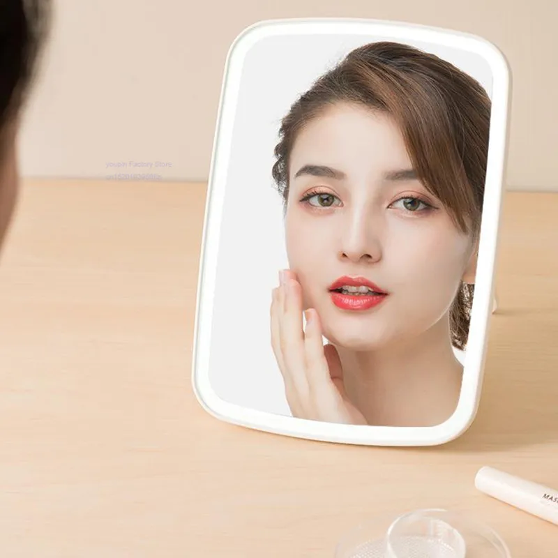 Xiaomi, интеллектуальное портативное зеркало для макияжа, настольный светодиодный светильник, Складывающийся светильник, зеркало, регулируемое для общежития, настольное