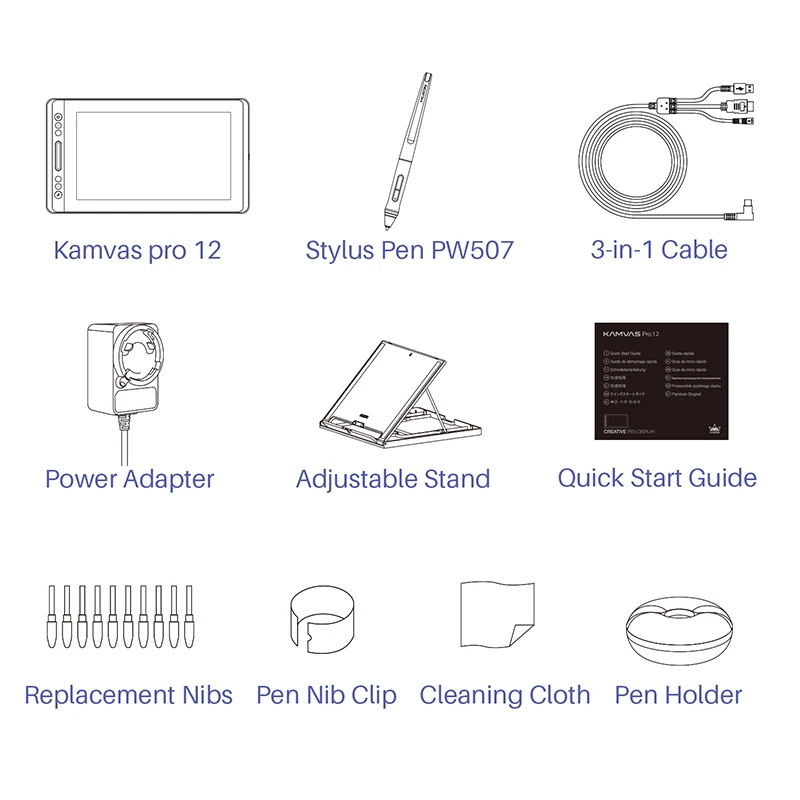 KAMVAS Pro 12 11,6-дюймовый цифровой графический планшет, Пассивный дисплей с ручкой, монитор для рисования с функцией наклона, сенсорная панель-Huion GT-116