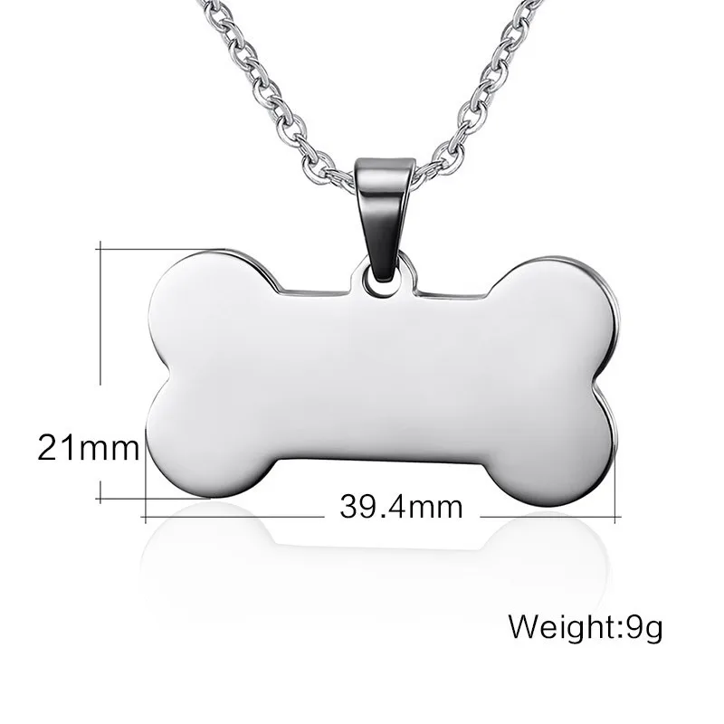 ZORCVENS Bone Shaped Pendant Necklace Stainless Steel Dog Tag Necklace Dotes On Pet Love Jewelry 3