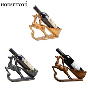 

Christmas Reindeer Shape Resin Wine Bottle Holder Wine Rack Shelf Living Room Home Wine Cabinet Display Christmas Decorations