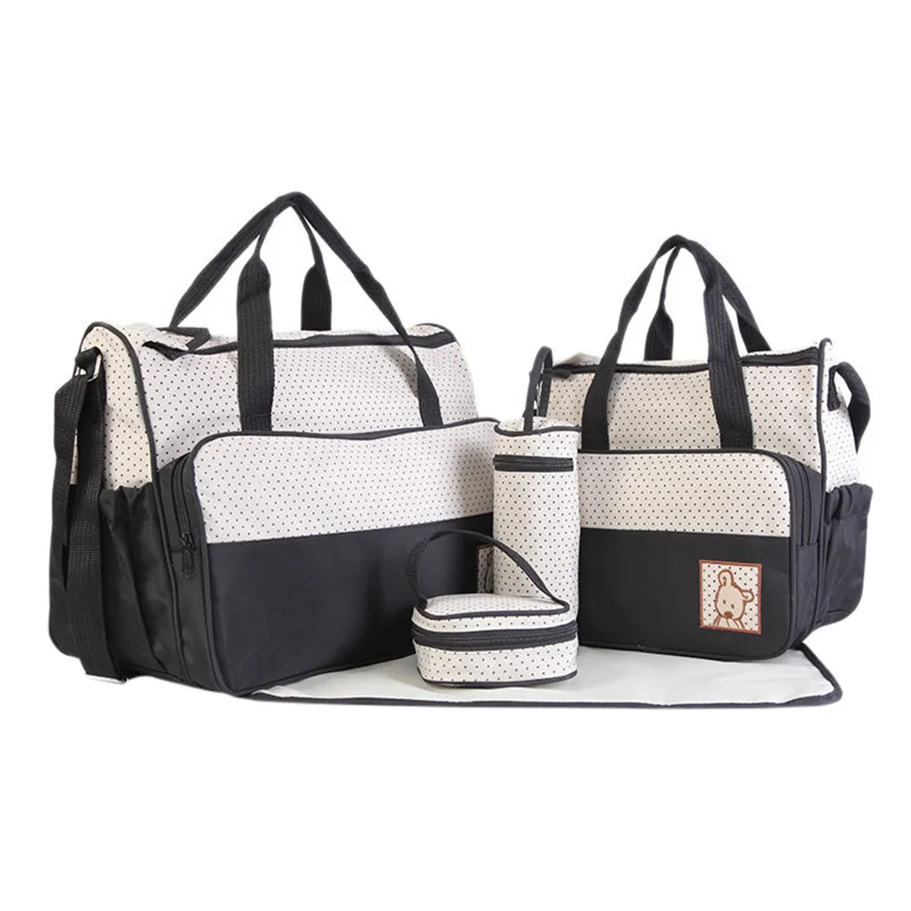 HIINST Fashion 5Pcs Baby Dot Nappy Changing Bags Set Mummy Waterproof
