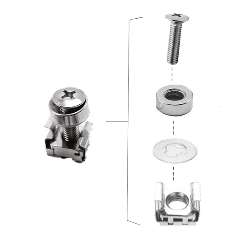 

Cage Nuts and Screws,Square Hole Hardware Cage Nuts&Mounting Screws Washers for Server Rack and Cabinet(M5x16Mm,M5x20Mm M6x16M