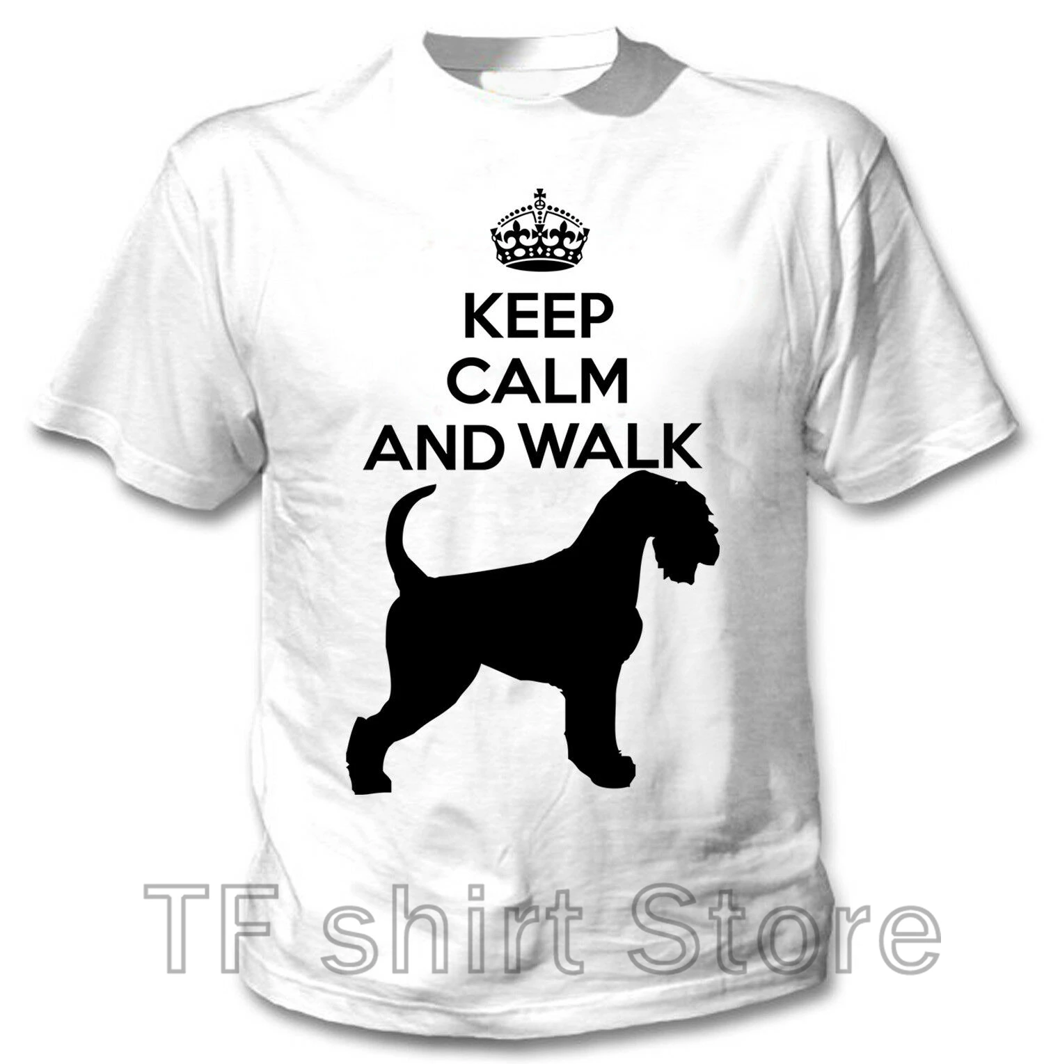 

Funny Print Men T shirt Women cool tshirt SCHNAUZER - KEEP CALM AND WALK - NEW COTTON WHITE TSHIRT