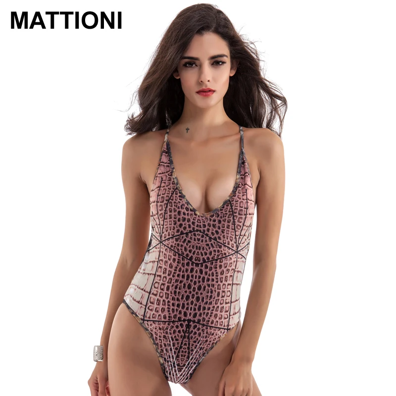 

MATTIONI 2017 Summer Sexy Triangle One-piece Swimsuit Leopard Print Beachwear Push Up Bathing Suits Swim Wear Swimsuits