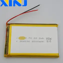 XINJ 3,7 V 6000 mAh Li-po полимер Батарея 906090 для Оборудование для psp PS5 Ipod c GPS планшет MID Портативный DVD Мощность банк Tablet PC IPTV приставки