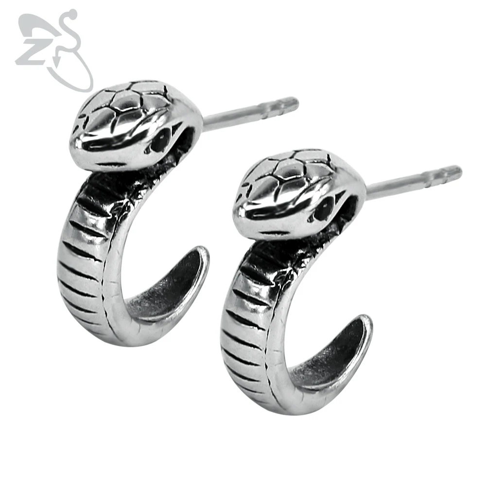 ZS панк Рок форма змеи шпильки мужские серьги 316L из нержавеющей стали ювелирные изделия мужские 2 шт. хип хоп серьги шпильки Готический Байкер ювелирные изделия