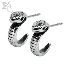 ZS панк Рок форма змеи шпильки мужские серьги 316L из нержавеющей стали ювелирные изделия мужские 2 шт. хип хоп серьги шпильки Готический Байкер ювелирные изделия