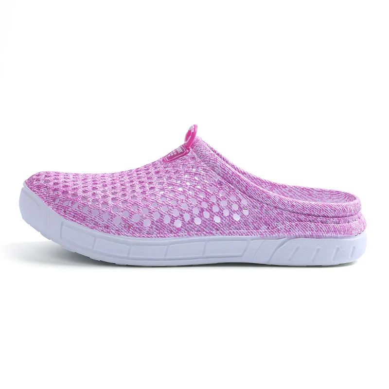 Туфли-сабо для сада; женские легкие быстросохнущие летние пляжные полая тапочка на плоской подошве; Benassies; уличные сандалии; садовая обувь - Цвет: Розовый
