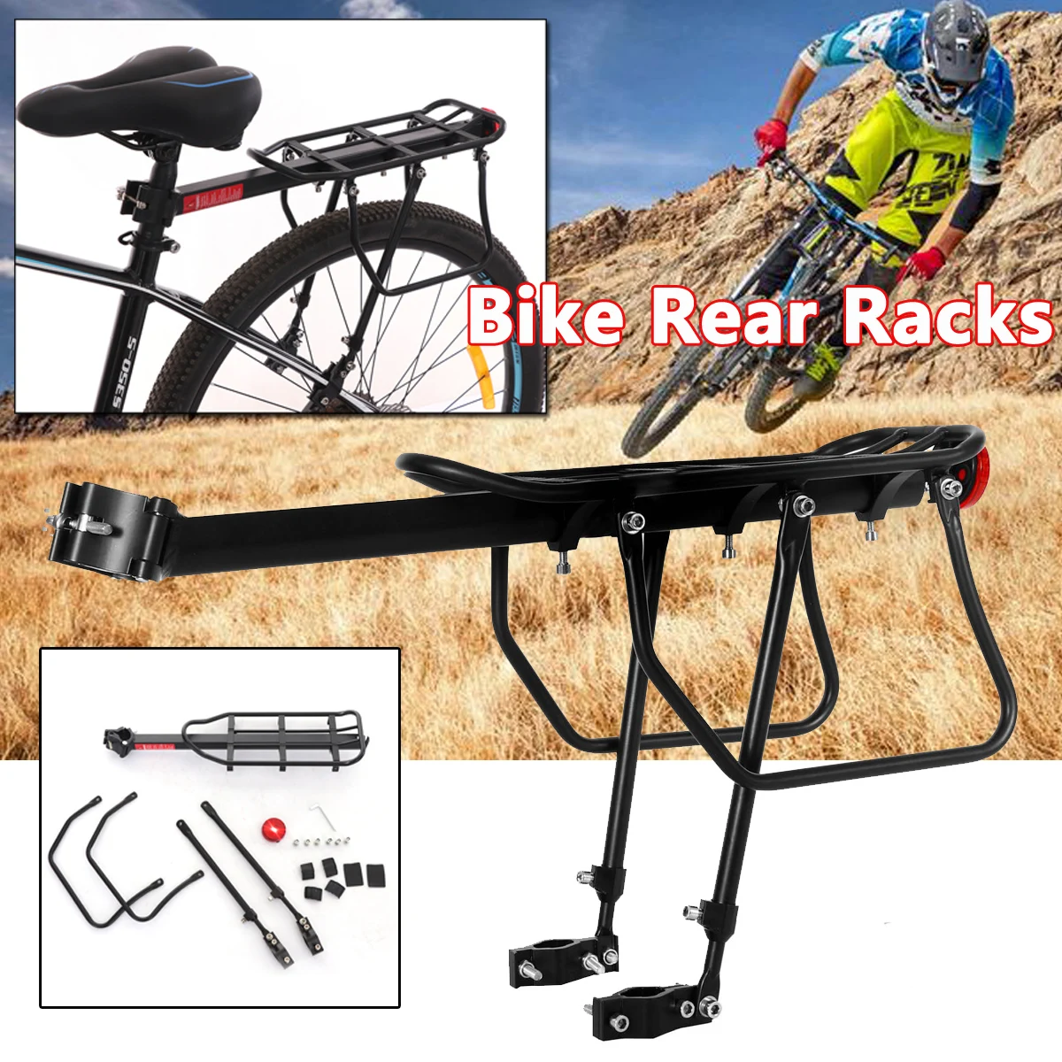 

Mountain Bike Carrier Cargo Rear Rack Shelf Bicycle Luggage Rack Road Bike Quick Release Luggage Seat Post Pannier Carrier