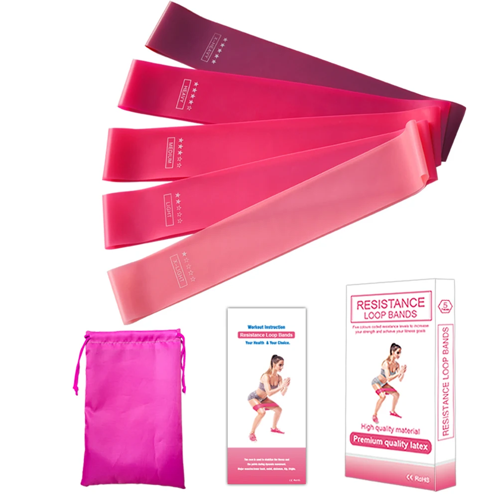 

5Pcs Yoga Resistance Bands Exercise Fitness Rubber Band X-light to X-heavy Indoor Strength Training