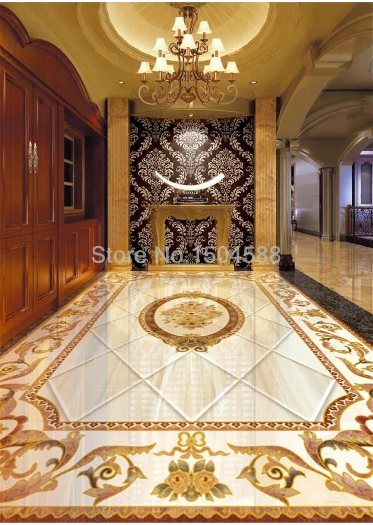 3D плитки пол обои европейский стиль мраморный узор Фреска ПВХ самоклеющиеся водонепроницаемый домашний декор обои Роскошные 3D наклейки