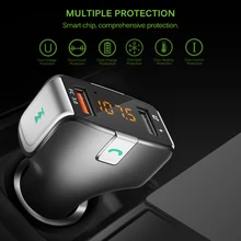 Беспроводной автомобильный fm-передатчик 87,5 до 108 МГц Bluetooth Вызов Авто Многофункциональный HiFi стерео MP3-плеер 2 порта быстрое зарядное устройство