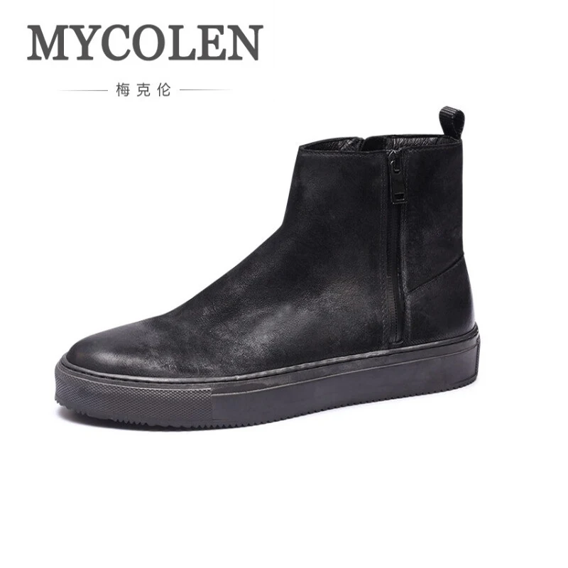 

MYCOLEN New Autumn Winter Comfortable Men Shoes Zipper Closure Leather Boots Fashion Black Ankle Boots For Men Bota Masculina