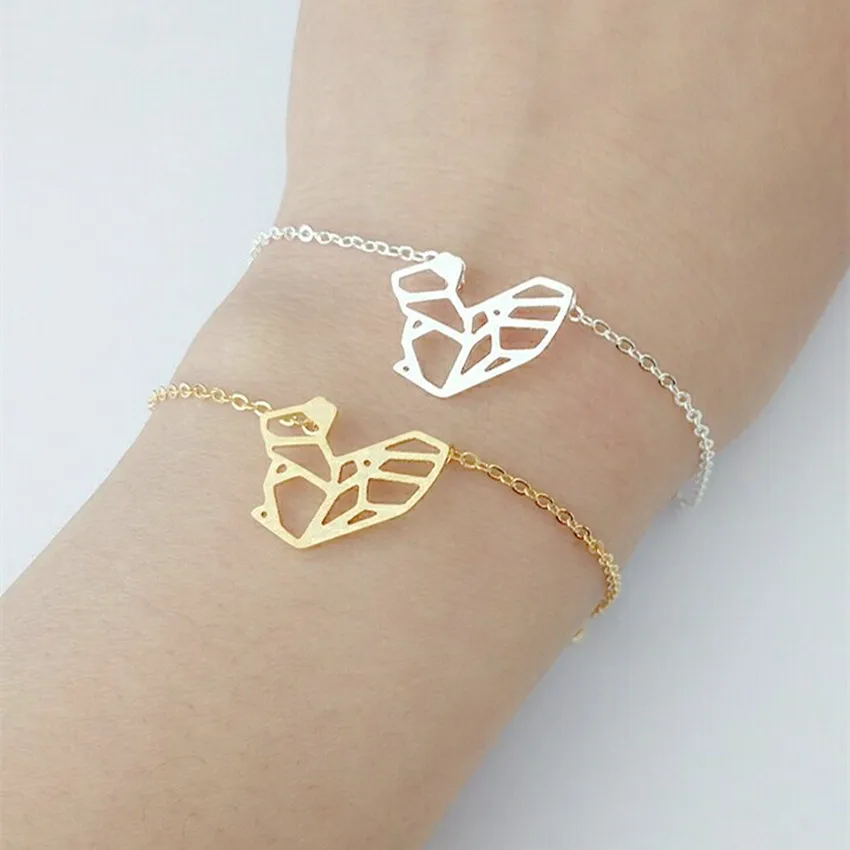 Stainless Steel Chains Bracelet For Women Silver Origami Squirrel Stainless Steel Chains Bracelet For Women Silver Origami Squirrel Geometric Jewelry 2018 Graduation Pulseira Feminina In Charm Bracelets From