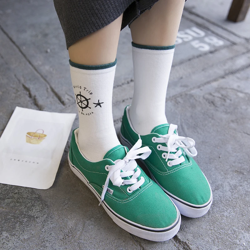 New Fashion Brand Harajuku High Quality Women Socks Korean Style Navy
