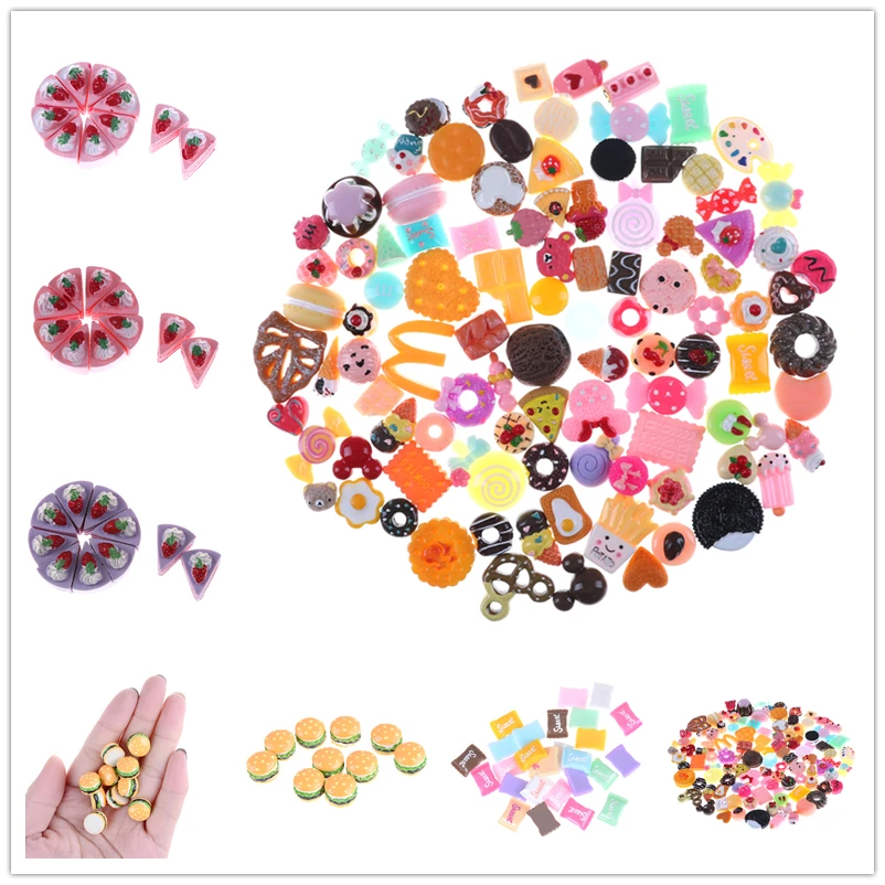 

DIY Mix Kawaii Cute Resin Artificial Fake Food CakeFlat Back Miniature Cabochon Decorative Craft Play DollHouse Toys 10pcs