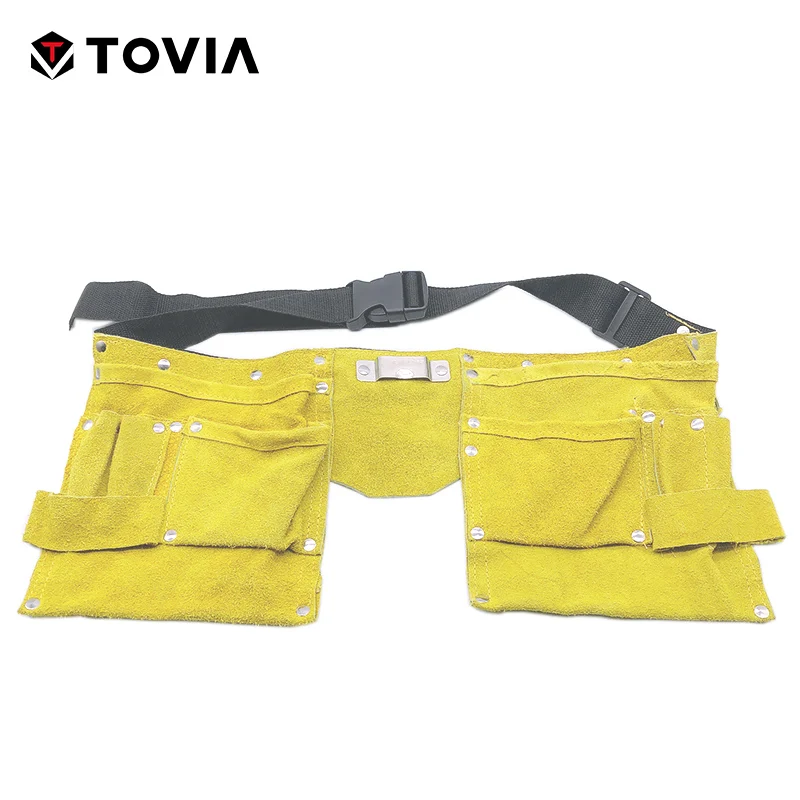 TOVIA Cow Leather Electrician Bag Waist Pouch Belt Storage Tool Bag Pocket Kit for Screwdriver Wrench Scissor Hand Tool tool pouch