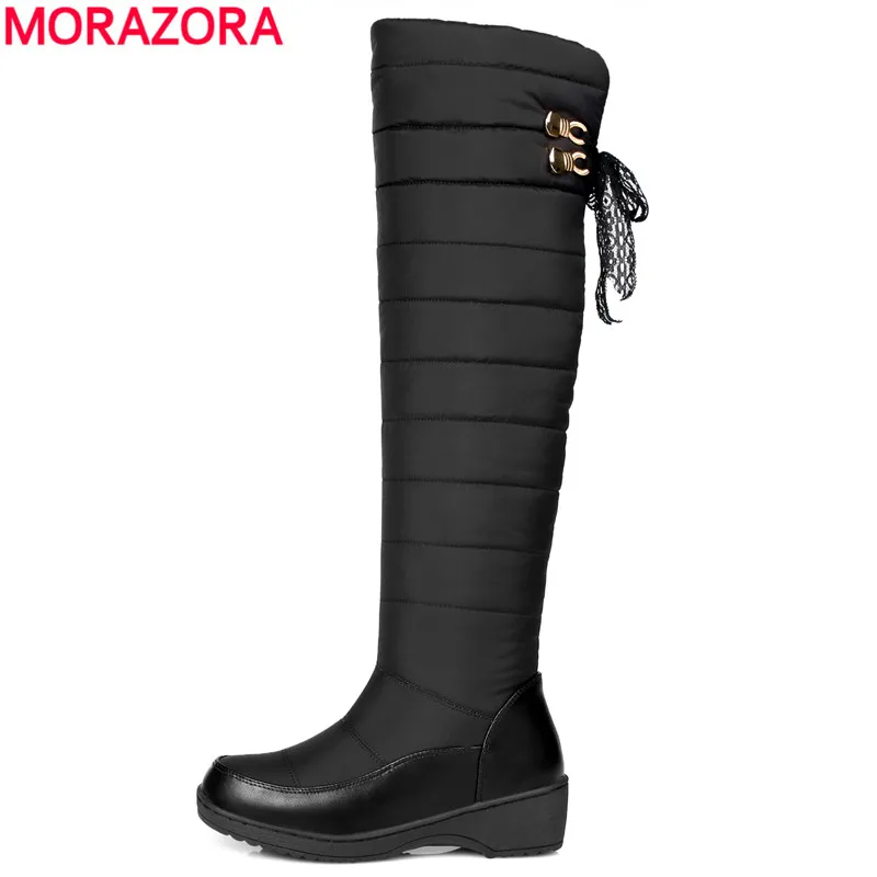 

MORAZORA Plus size 35-44 winter russia keep warm women snow boots thick fur fashion platform down winter over the knee boots