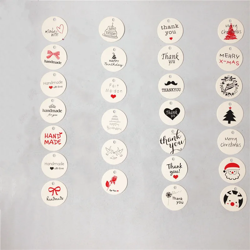 White Round Shape Paper Tags for Weeding Christmas Birthday Party Favors Gift Cake Bags Garment Package Label 500Pcs/Lot | Дом и сад