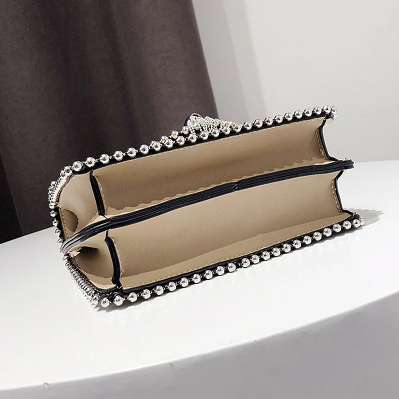 Fashion Simple Flap Bag Small PU Leather Women Handbag Designer Chain Rivet High Quality Female Shoulder Messenger Bags SS0416 (3)