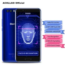 Оригинал BLACKVIEW P6000 6180 мАч 12V2A Быстрая зарядка смартфон с сенсорной