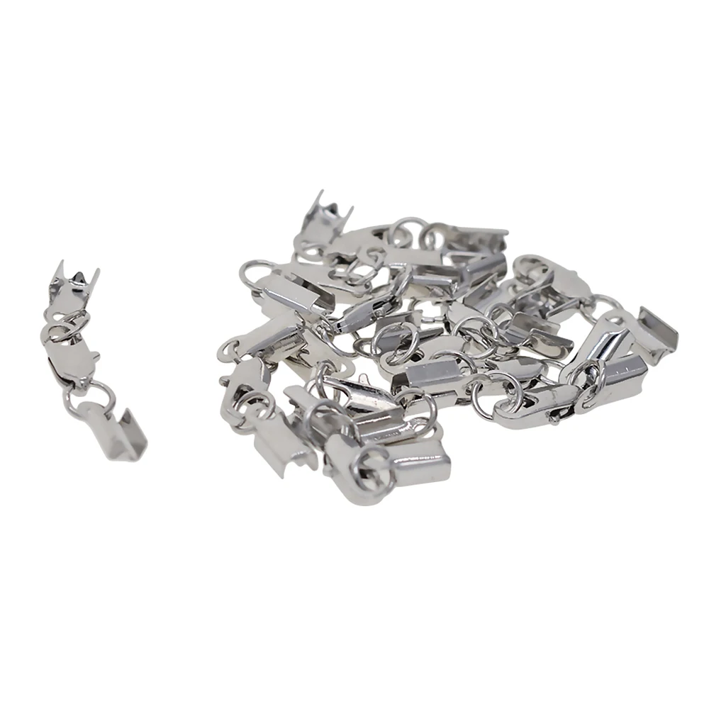 12 Sets Fold Over Crimp Cord End Cap Clips Bail Tips Connector Lobster Clasp DIY Jewelry Accessories