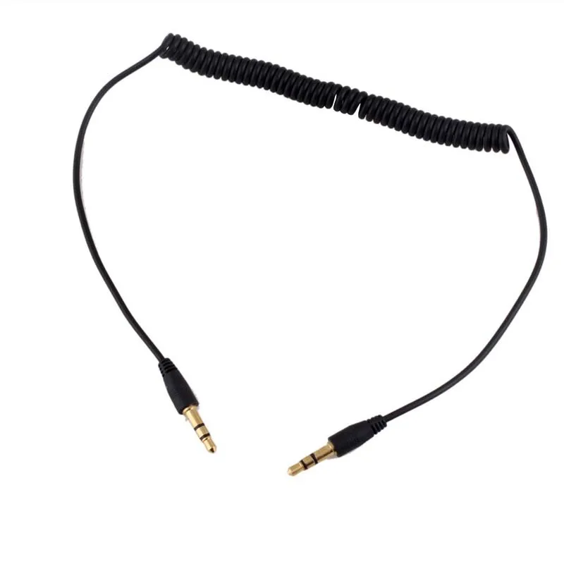 3.5mm Audio Coiled Extension Cable 1m Male to Male Plug Jack Stereo
