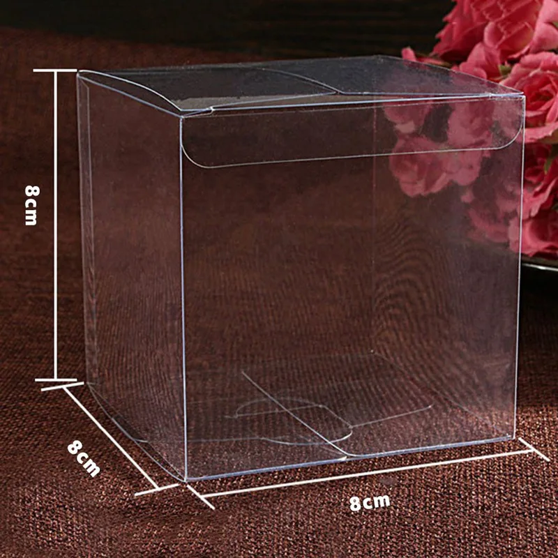 10 шт./лот прозрачная подарочная коробка для конфет квадратная ПВХ коробки для шоколада 5*5*5 CM-8* 8*8 см свадебные вечерние украшения