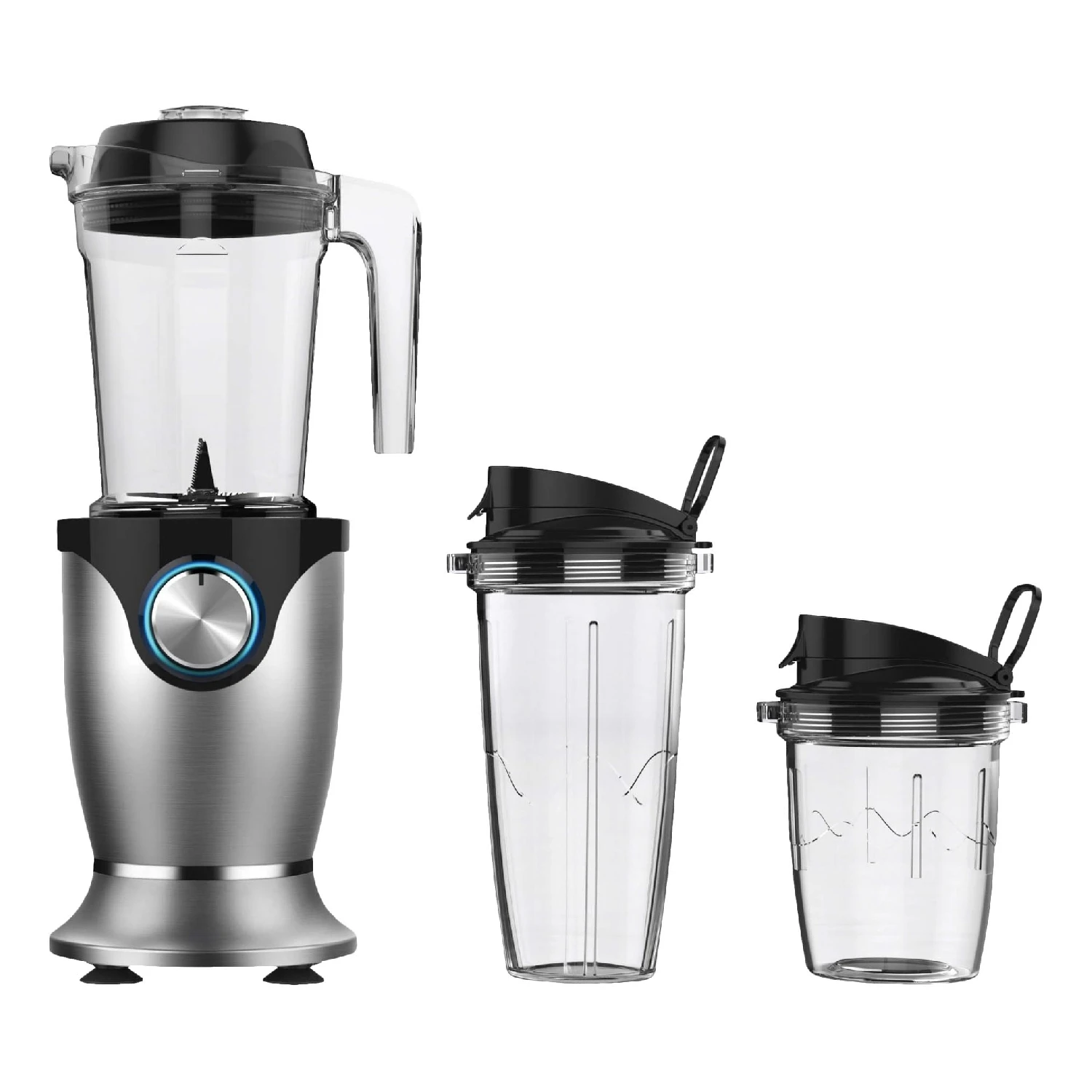 Блендер GEMLUX GL-PB-977A  (Мощность 1000 Вт, объем 1.45 л, 7 скоростей, импульсный режим, 2 спортивных стакана из тритана 0,45 и 0,7 л)