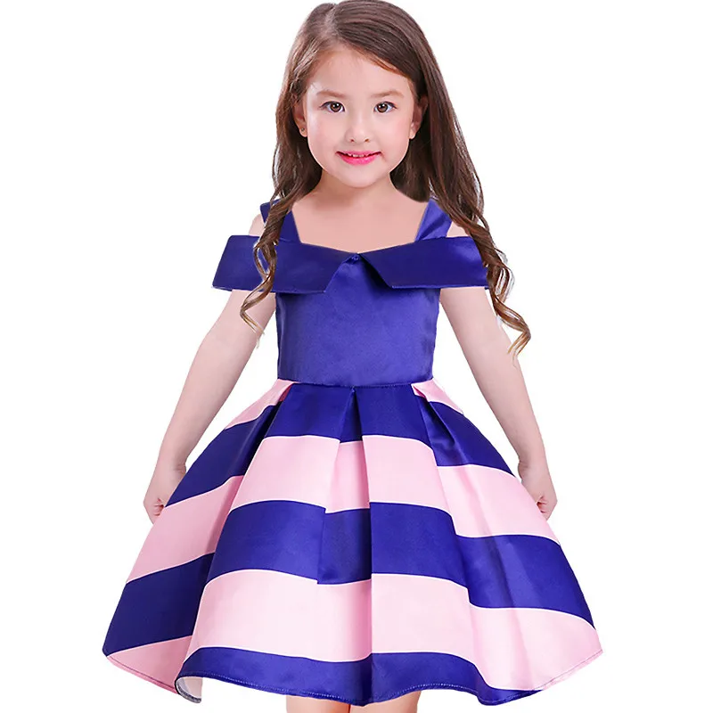 

Cute Elegant Children's Carnival Costume Little Girls Kids Out Wearing Toddlers Stripe Christmas Princess Party Birthday Dresses