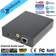 Unisheen H.265 H.264 IPTV HDMI аудио видео кодер прямой трансляции, работает с wowza, xtream кодами, youtube facebook onvif