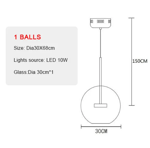 Пост современная простая люстра Скандинавская креативная личность люстра Светодиодный Шар-пузырь лампа для гостиной ресторана спальни - Цвет абажура: 1 Head 300CM