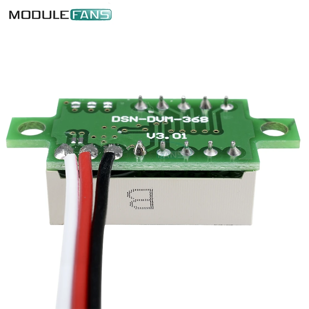 Постоянный ток 0-30 в 3 провода 0,36 дюйма 0,36 дюйма 0,36 дюйма синий светодиодный измеритель напряжения 3-цифровой дисплей Вольтметр Модульная плата
