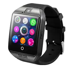 Bluetooth Smart часы Для мужчин Q18 с Сенсорный экран большой Батарея Поддержка TF sim-карты Камера для телефона Android