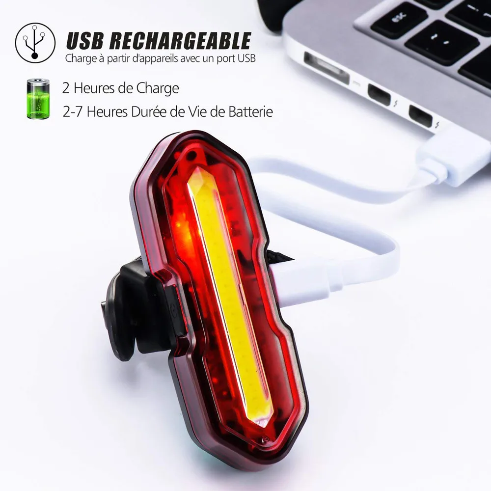 Discount 2PCS LED USB Rechargeable Bicycle Bike Rear Tail Light 5 Modes Flashlight Waterproof Bicycle LED Light Хвіст світла#15 1