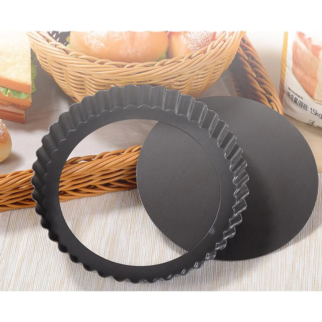 Nonstick Tart Pie Pan, Round Tart Quiche Pan with Removable Base 8inch