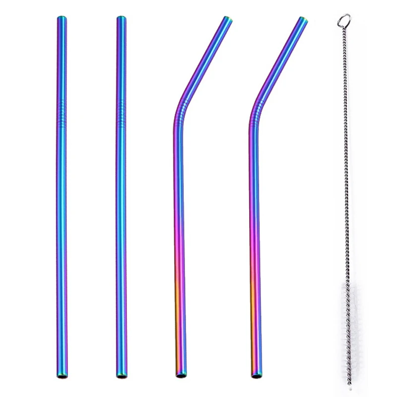 Eco-Friendly Reusable Stainless Steel Drinking Straw Set with Cleaner and Carrying Case