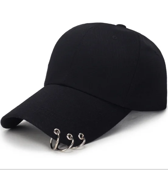 

Baseball Cap with rings kpop cap Iron Ring Hats Baseball cap 100% Handmad Apparel Accessories