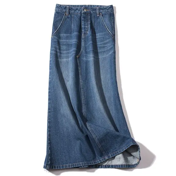 

plus size 2XL long skirt autumn spring women high waist jeans skirt casual vintage denim skirt