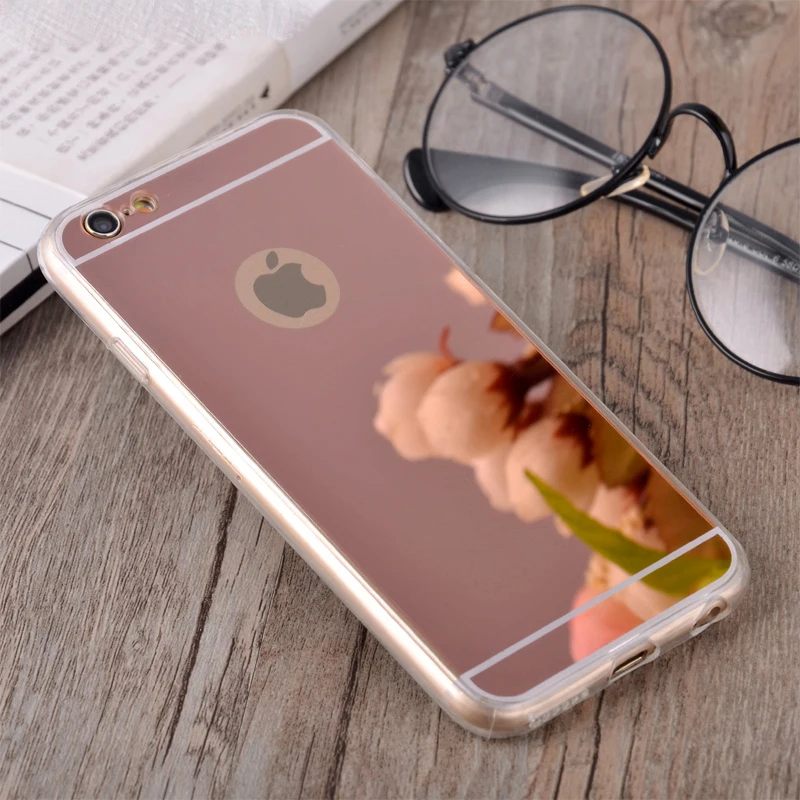 

Mirror Soft TPU Case For iPhone XS Max XR XS X 10 7 8 6 6S Plus SE 5S 5 5C 4 4S Fashion Rose gold Luxury phone back cover