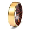 Carvort-Anillo de tungsteno de 8mm para hombre, banda de boda con bordes biselados, borde mate, manga de madera Enge africana en el interior ► Foto 1/6