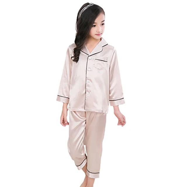 Infant Satin Pajamas Sets for Girls Boy Casual Silk Sleepwear 2 12