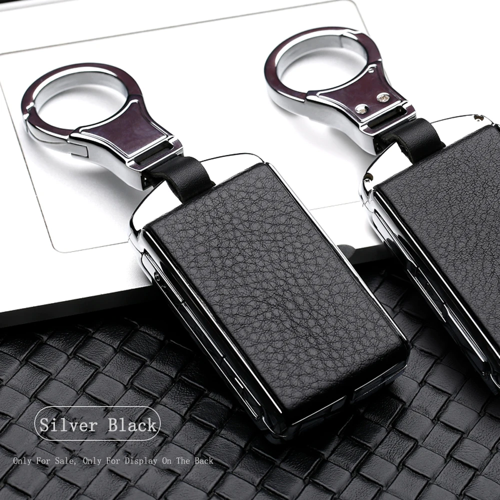 

Genuine Leather Galvanized Alloy Car Key Case Shell For volvo xc90 2017 2018 s90 v90 t5 t6 2015 2016 t8 xc60 Car Keychain keyFob