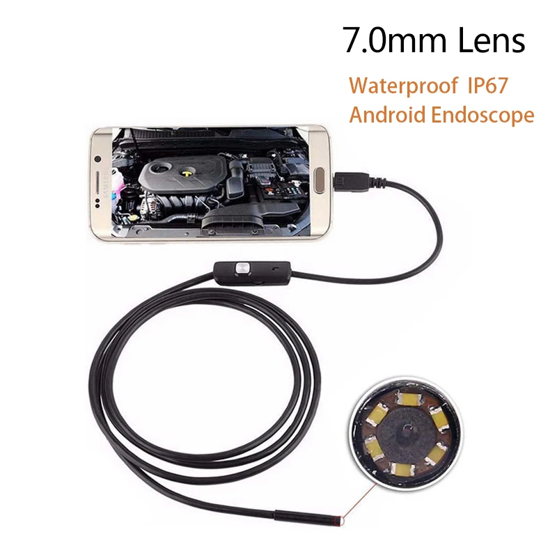 2 м 1 м 5,5 мм 7 мм камера эндоскопа Гибкая IP67 водонепроницаемая камера обнаружения трубы для Android ПК ноутбук камера для Android ноутбука - Цвет: 7.0mm lens