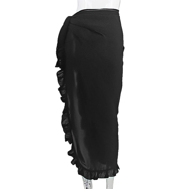 Женские закрывающие юбки с гофрированным подолом, прозрачная Повседневная пляжная юбка для лета NFE99