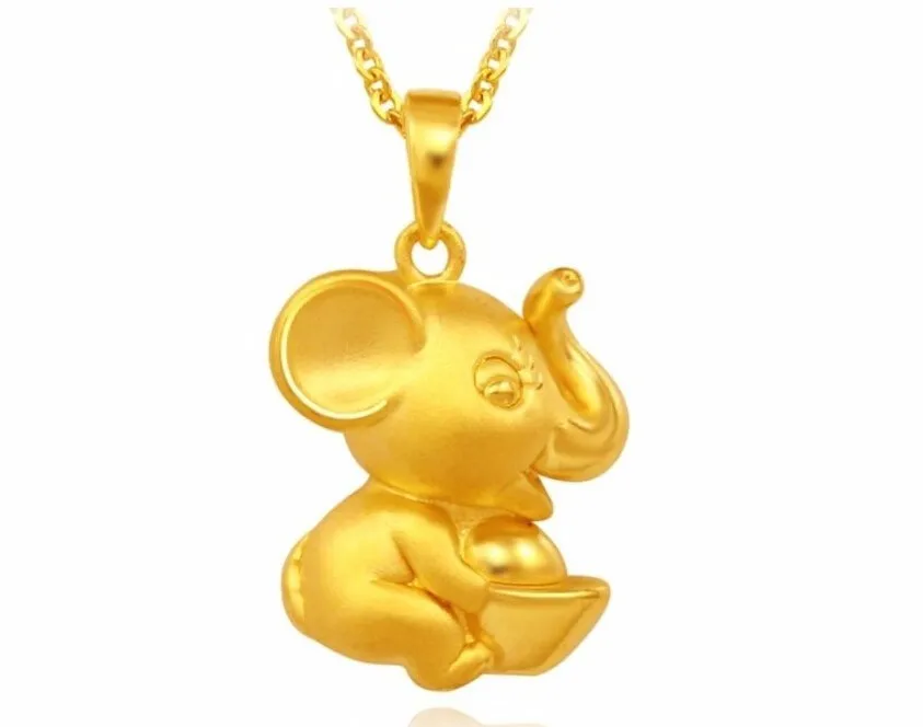 

New Pure 24K Yellow Gold Pendant / 3D Blissing Elephant Ingot Pendant / 3.52g